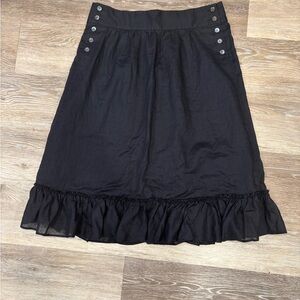 Never Worn J. Crew Black Linen Ruffle skirt with side buttons
